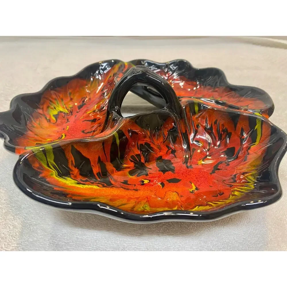 Vintage California Pottery Original Torrence CA Three Dish Divided Tray